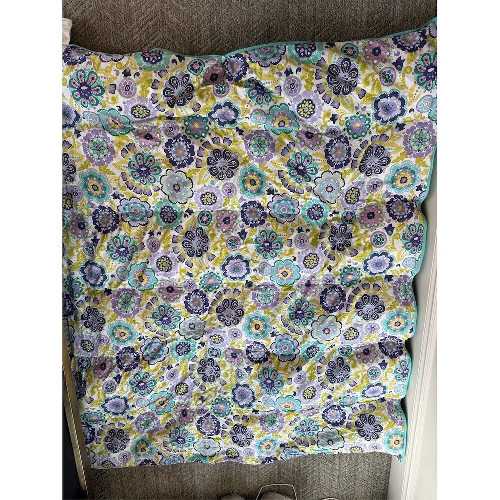 PBteen Pottery Barn Teen Sleeping Bag Teal Aqua Purple Floral Zip 32x75 - Picture 8 of 13